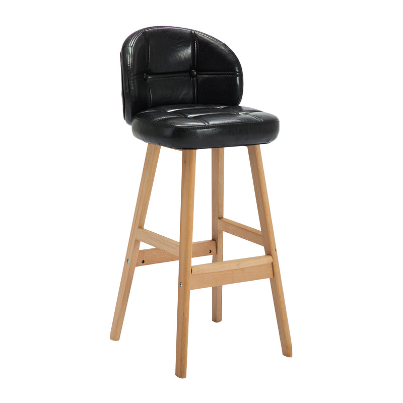 Modern Armless Counter Stool Wood Household Bar Stool with Cushion Black Natural 1 Piece Clearhalo 'Bar Furniture' 'Bar Stools' 'bar_stools' 'furn' 'furn_bar_stools' 'furniture_bar_stools' 'Kitchen & Dining Furniture' 'kitchen&dining_furn' 'kitchen' 'kitchen_furn' Furniture' 4198439
