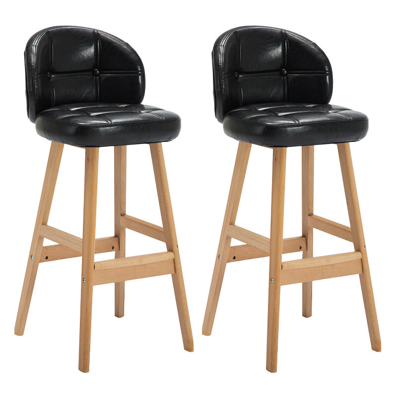 Modern Armless Counter Stool Wood Household Bar Stool with Cushion Black Natural 2 Piece Set Clearhalo 'Bar Furniture' 'Bar Stools' 'bar_stools' 'furn' 'furn_bar_stools' 'furniture_bar_stools' 'Kitchen & Dining Furniture' 'kitchen&dining_furn' 'kitchen' 'kitchen_furn' Furniture' 4198440