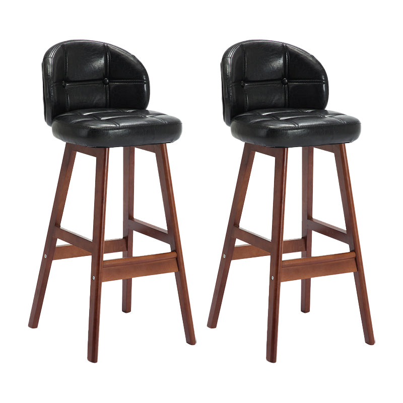 Modern Armless Counter Stool Wood Household Bar Stool with Cushion Black Brown 2 Piece Set Clearhalo 'Bar Furniture' 'Bar Stools' 'bar_stools' 'furn' 'furn_bar_stools' 'furniture_bar_stools' 'Kitchen & Dining Furniture' 'kitchen&dining_furn' 'kitchen' 'kitchen_furn' Furniture' 4198449