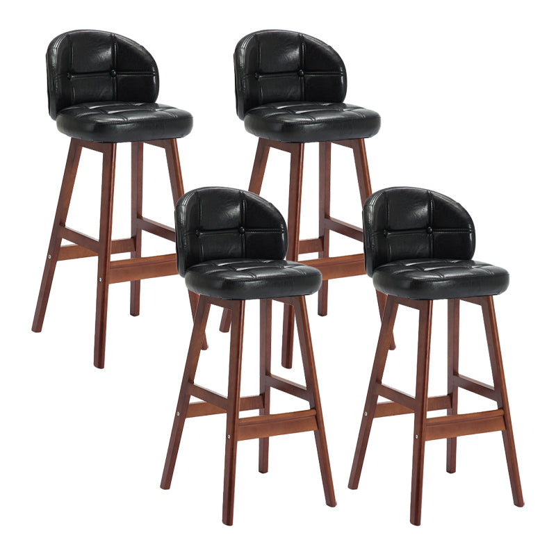 Modern Armless Counter Stool Wood Household Bar Stool with Cushion Black Brown 4 Piece Set Clearhalo 'Bar Furniture' 'Bar Stools' 'bar_stools' 'furn' 'furn_bar_stools' 'furniture_bar_stools' 'Kitchen & Dining Furniture' 'kitchen&dining_furn' 'kitchen' 'kitchen_furn' Furniture' 4198450