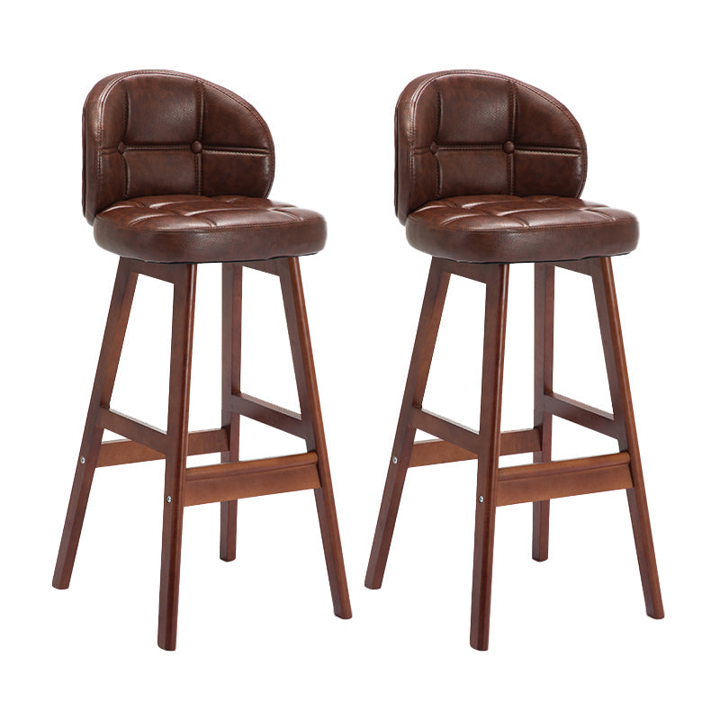 Modern Armless Counter Stool Wood Household Bar Stool with Cushion Coffee Brown 2 Piece Set Clearhalo 'Bar Furniture' 'Bar Stools' 'bar_stools' 'furn' 'furn_bar_stools' 'furniture_bar_stools' 'Kitchen & Dining Furniture' 'kitchen&dining_furn' 'kitchen' 'kitchen_furn' Furniture' 4198452
