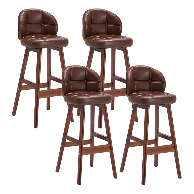 Modern Armless Counter Stool Wood Household Bar Stool with Cushion Coffee Brown 4 Piece Set Clearhalo 'Bar Furniture' 'Bar Stools' 'bar_stools' 'furn' 'furn_bar_stools' 'furniture_bar_stools' 'Kitchen & Dining Furniture' 'kitchen&dining_furn' 'kitchen' 'kitchen_furn' Furniture' 4198453