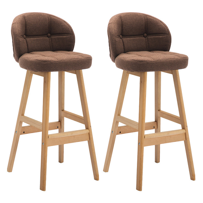 Modern Armless Counter Stool Wood Household Bar Stool with Cushion Brown Natural 2 Piece Set Clearhalo 'Bar Furniture' 'Bar Stools' 'bar_stools' 'furn' 'furn_bar_stools' 'furniture_bar_stools' 'Kitchen & Dining Furniture' 'kitchen&dining_furn' 'kitchen' 'kitchen_furn' Furniture' 4198455