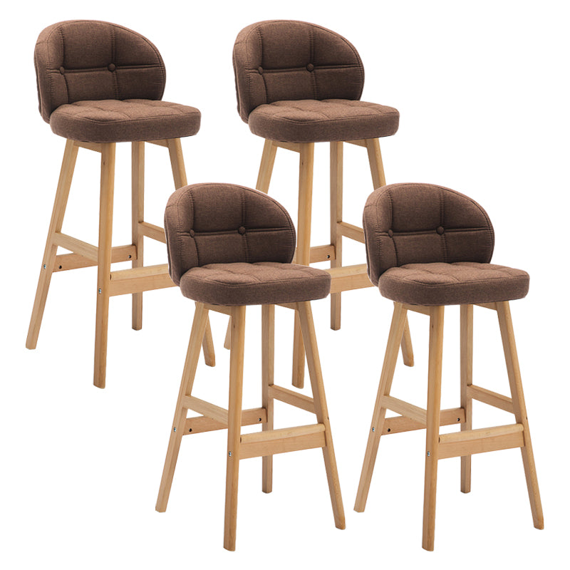 Modern Armless Counter Stool Wood Household Bar Stool with Cushion Brown Natural 4 Piece Set Clearhalo 'Bar Furniture' 'Bar Stools' 'bar_stools' 'furn' 'furn_bar_stools' 'furniture_bar_stools' 'Kitchen & Dining Furniture' 'kitchen&dining_furn' 'kitchen' 'kitchen_furn' Furniture' 4198456