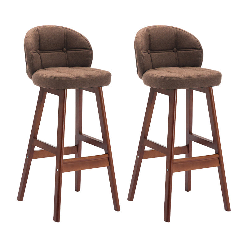 Modern Armless Counter Stool Wood Household Bar Stool with Cushion Brown Brown 2 Piece Set Clearhalo 'Bar Furniture' 'Bar Stools' 'bar_stools' 'furn' 'furn_bar_stools' 'furniture_bar_stools' 'Kitchen & Dining Furniture' 'kitchen&dining_furn' 'kitchen' 'kitchen_furn' Furniture' 4198458
