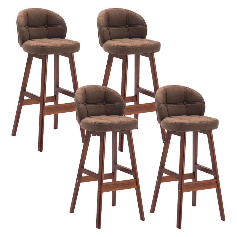 Modern Armless Counter Stool Wood Household Bar Stool with Cushion Brown Brown 4 Piece Set Clearhalo 'Bar Furniture' 'Bar Stools' 'bar_stools' 'furn' 'furn_bar_stools' 'furniture_bar_stools' 'Kitchen & Dining Furniture' 'kitchen&dining_furn' 'kitchen' 'kitchen_furn' Furniture' 4198459