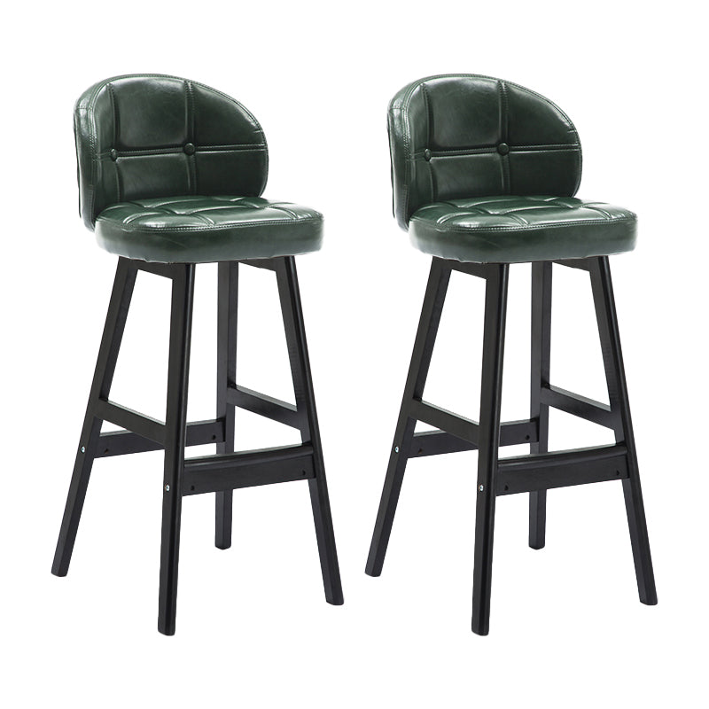 Modern Armless Counter Stool Wood Household Bar Stool with Cushion Blackish Green Black 2 Piece Set Clearhalo 'Bar Furniture' 'Bar Stools' 'bar_stools' 'furn' 'furn_bar_stools' 'furniture_bar_stools' 'Kitchen & Dining Furniture' 'kitchen&dining_furn' 'kitchen' 'kitchen_furn' Furniture' 4198461