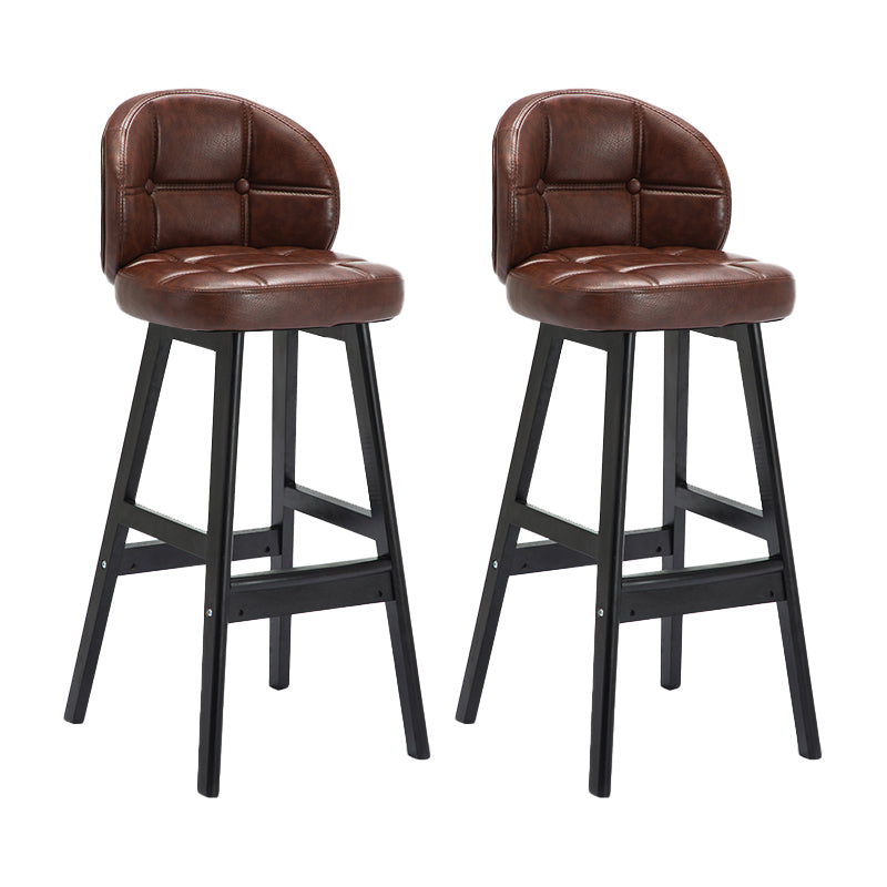 Modern Armless Counter Stool Wood Household Bar Stool with Cushion Coffee Black 2 Piece Set Clearhalo 'Bar Furniture' 'Bar Stools' 'bar_stools' 'furn' 'furn_bar_stools' 'furniture_bar_stools' 'Kitchen & Dining Furniture' 'kitchen&dining_furn' 'kitchen' 'kitchen_furn' Furniture' 4198464