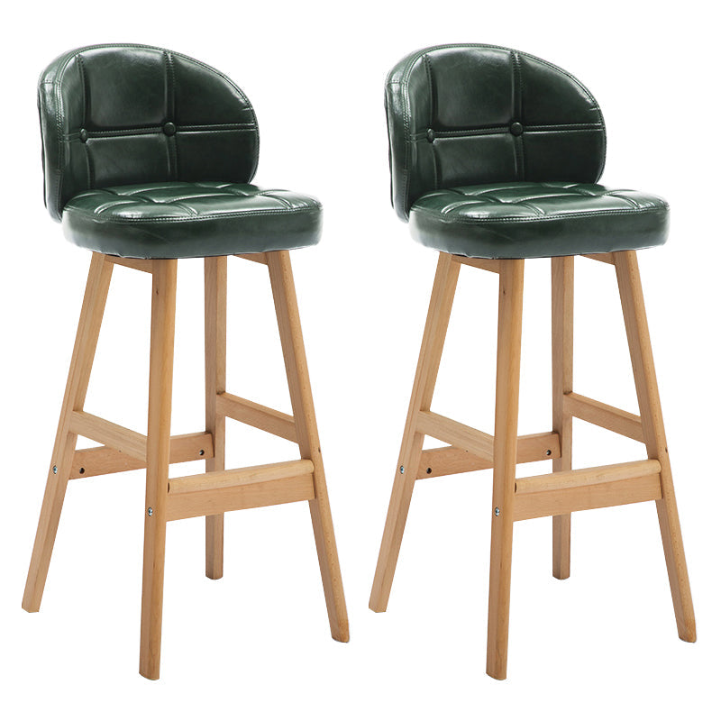 Modern Armless Counter Stool Wood Household Bar Stool with Cushion Blackish Green Natural 2 Piece Set Clearhalo 'Bar Furniture' 'Bar Stools' 'bar_stools' 'furn' 'furn_bar_stools' 'furniture_bar_stools' 'Kitchen & Dining Furniture' 'kitchen&dining_furn' 'kitchen' 'kitchen_furn' Furniture' 4198466