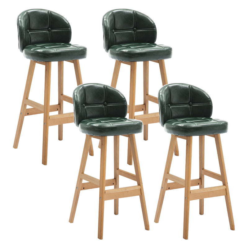 Modern Armless Counter Stool Wood Household Bar Stool with Cushion Blackish Green Natural 4 Piece Set Clearhalo 'Bar Furniture' 'Bar Stools' 'bar_stools' 'furn' 'furn_bar_stools' 'furniture_bar_stools' 'Kitchen & Dining Furniture' 'kitchen&dining_furn' 'kitchen' 'kitchen_furn' Furniture' 4198467
