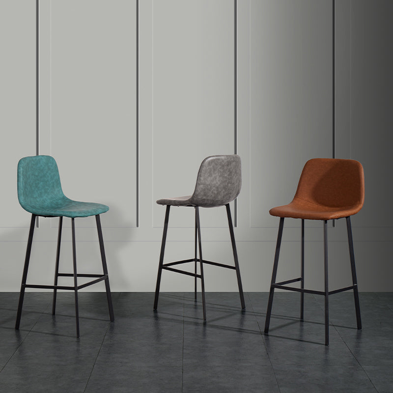 Contemporary Counter Stools Armless Leather Indoor Bar Stool with Iron Base Clearhalo 'Bar Furniture' 'Bar Stools' 'bar_stools' 'furn' 'furn_bar_stools' 'furniture_bar_stools' 'Kitchen & Dining Furniture' 'kitchen&dining_furn' 'kitchen' 'kitchen_furn' Furniture' 4198469
