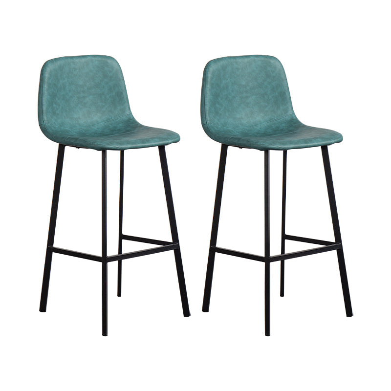Contemporary Counter Stools Armless Leather Indoor Bar Stool with Iron Base Blue 2 Piece Set Clearhalo 'Bar Furniture' 'Bar Stools' 'bar_stools' 'furn' 'furn_bar_stools' 'furniture_bar_stools' 'Kitchen & Dining Furniture' 'kitchen&dining_furn' 'kitchen' 'kitchen_furn' Furniture' 4198470
