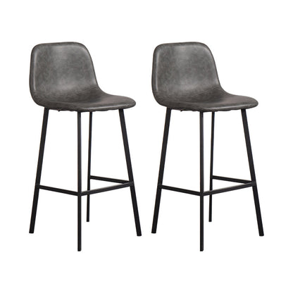 Contemporary Counter Stools Armless Leather Indoor Bar Stool with Iron Base Grey 2 Piece Set Clearhalo 'Bar Furniture' 'Bar Stools' 'bar_stools' 'furn' 'furn_bar_stools' 'furniture_bar_stools' 'Kitchen & Dining Furniture' 'kitchen&dining_furn' 'kitchen' 'kitchen_furn' Furniture' 4198473