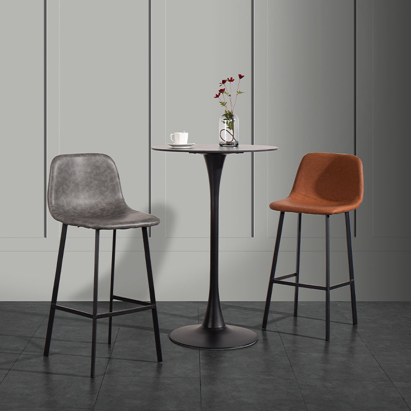 Contemporary Counter Stools Armless Leather Indoor Bar Stool with Iron Base Clearhalo 'Bar Furniture' 'Bar Stools' 'bar_stools' 'furn' 'furn_bar_stools' 'furniture_bar_stools' 'Kitchen & Dining Furniture' 'kitchen&dining_furn' 'kitchen' 'kitchen_furn' Furniture' 4198476