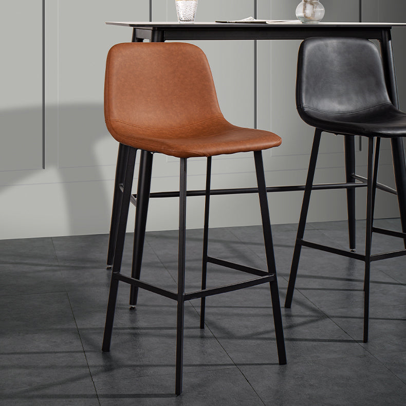 Contemporary Counter Stools Armless Leather Indoor Bar Stool with Iron Base Clearhalo 'Bar Furniture' 'Bar Stools' 'bar_stools' 'furn' 'furn_bar_stools' 'furniture_bar_stools' 'Kitchen & Dining Furniture' 'kitchen&dining_furn' 'kitchen' 'kitchen_furn' Furniture' 4198481