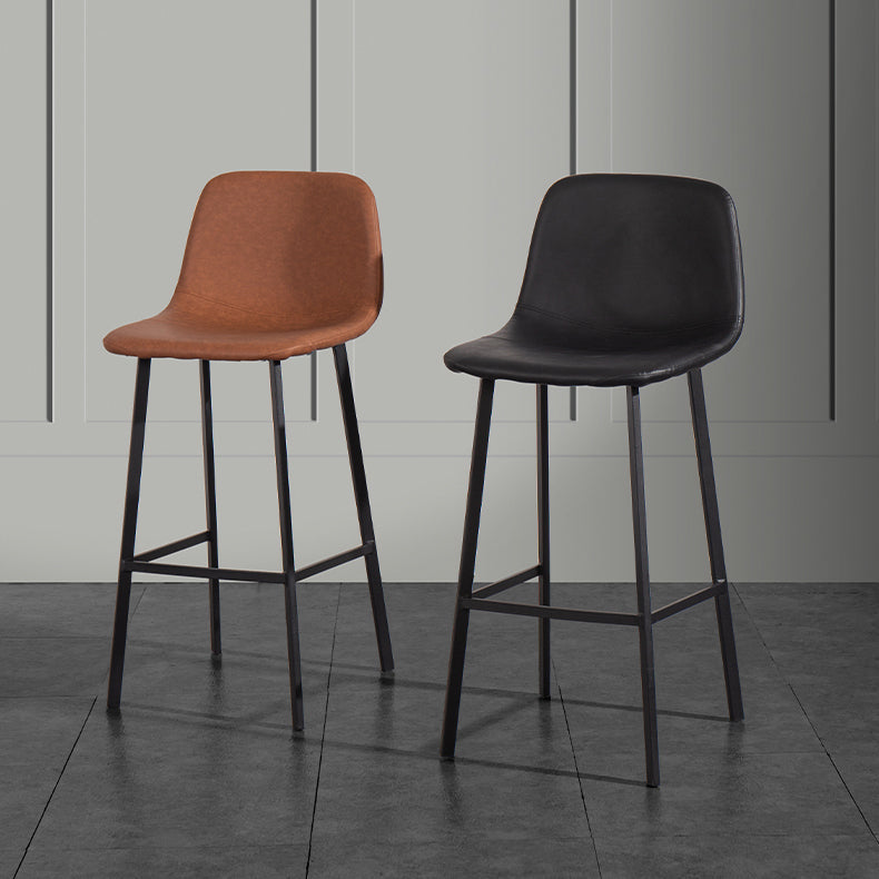Contemporary Counter Stools Armless Leather Indoor Bar Stool with Iron Base Clearhalo 'Bar Furniture' 'Bar Stools' 'bar_stools' 'furn' 'furn_bar_stools' 'furniture_bar_stools' 'Kitchen & Dining Furniture' 'kitchen&dining_furn' 'kitchen' 'kitchen_furn' Furniture' 4198482
