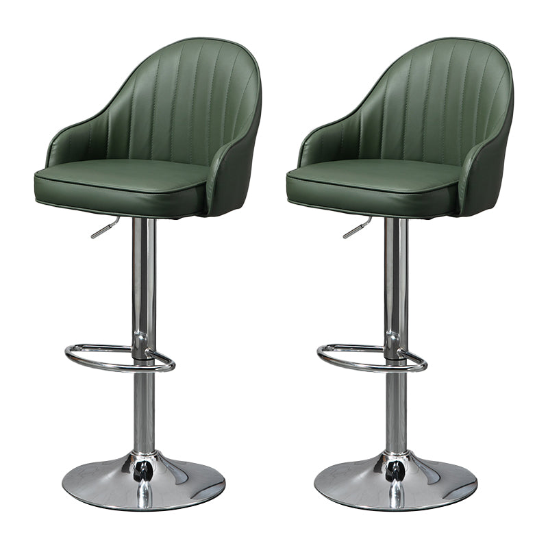 Modern Rotatable Liftable Counter Stool Steel Household Bar Stool with Cushion Green Silver 2 Piece Set Clearhalo 'Bar Furniture' 'Bar Stools' 'bar_stools' 'furn' 'furn_bar_stools' 'furniture_bar_stools' 'Kitchen & Dining Furniture' 'kitchen&dining_furn' 'kitchen' 'kitchen_furn' Furniture' 4198489