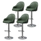 Modern Rotatable Liftable Counter Stool Steel Household Bar Stool with Cushion Green Silver 4 Piece Set Clearhalo 'Bar Furniture' 'Bar Stools' 'bar_stools' 'furn' 'furn_bar_stools' 'furniture_bar_stools' 'Kitchen & Dining Furniture' 'kitchen&dining_furn' 'kitchen' 'kitchen_furn' Furniture' 4198491