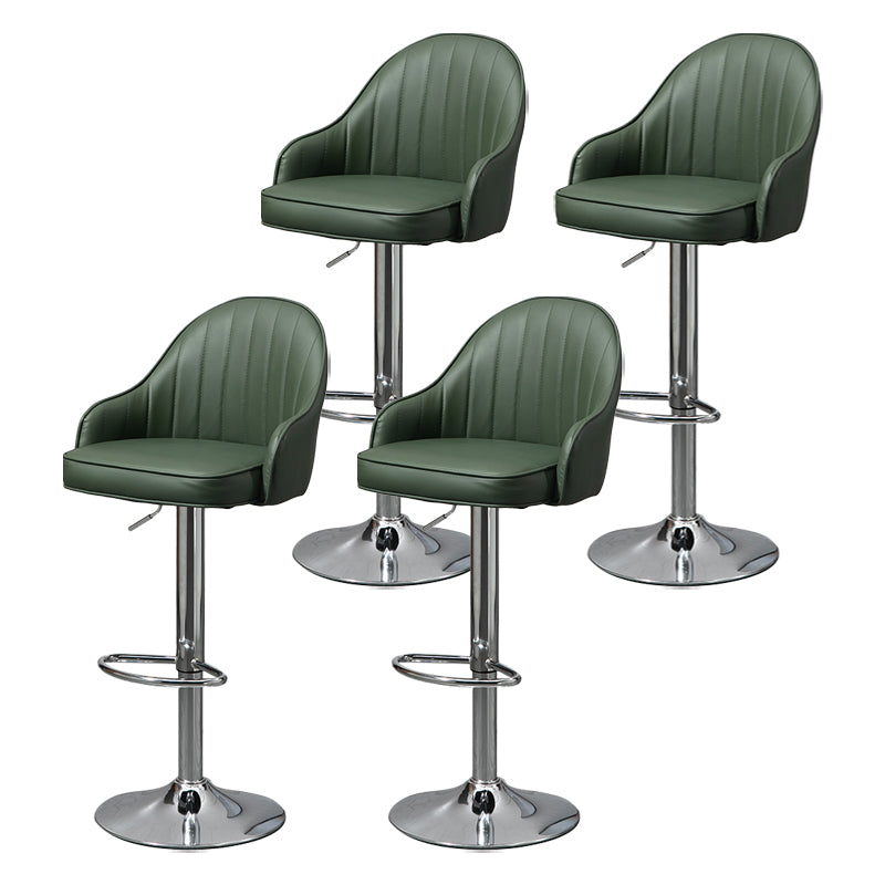 Modern Rotatable Liftable Counter Stool Steel Household Bar Stool with Cushion Green Silver 4 Piece Set Clearhalo 'Bar Furniture' 'Bar Stools' 'bar_stools' 'furn' 'furn_bar_stools' 'furniture_bar_stools' 'Kitchen & Dining Furniture' 'kitchen&dining_furn' 'kitchen' 'kitchen_furn' Furniture' 4198491
