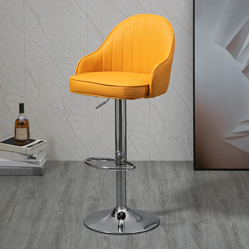 Modern Rotatable Liftable Counter Stool Steel Household Bar Stool with Cushion Yellow Silver 1 Piece Clearhalo 'Bar Furniture' 'Bar Stools' 'bar_stools' 'furn' 'furn_bar_stools' 'furniture_bar_stools' 'Kitchen & Dining Furniture' 'kitchen&dining_furn' 'kitchen' 'kitchen_furn' Furniture' 4198492