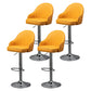 Modern Rotatable Liftable Counter Stool Steel Household Bar Stool with Cushion Yellow Silver 4 Piece Set Clearhalo 'Bar Furniture' 'Bar Stools' 'bar_stools' 'furn' 'furn_bar_stools' 'furniture_bar_stools' 'Kitchen & Dining Furniture' 'kitchen&dining_furn' 'kitchen' 'kitchen_furn' Furniture' 4198497