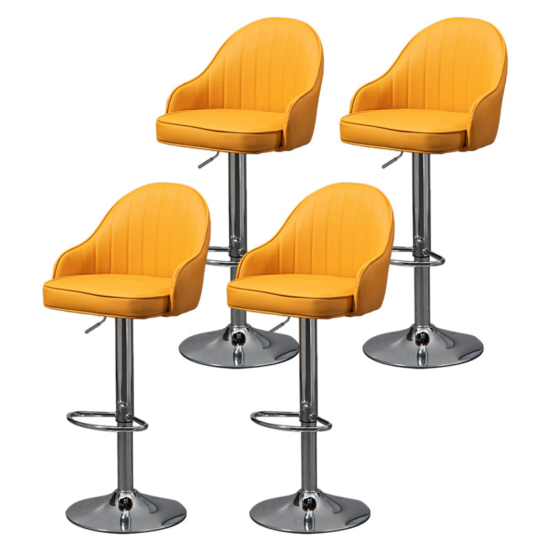 Modern Rotatable Liftable Counter Stool Steel Household Bar Stool with Cushion Yellow Silver 4 Piece Set Clearhalo 'Bar Furniture' 'Bar Stools' 'bar_stools' 'furn' 'furn_bar_stools' 'furniture_bar_stools' 'Kitchen & Dining Furniture' 'kitchen&dining_furn' 'kitchen' 'kitchen_furn' Furniture' 4198497