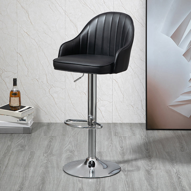 Modern Rotatable Liftable Counter Stool Steel Household Bar Stool with Cushion Black Silver 1 Piece Clearhalo 'Bar Furniture' 'Bar Stools' 'bar_stools' 'furn' 'furn_bar_stools' 'furniture_bar_stools' 'Kitchen & Dining Furniture' 'kitchen&dining_furn' 'kitchen' 'kitchen_furn' Furniture' 4198498