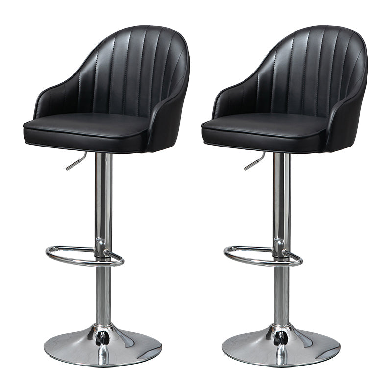 Modern Rotatable Liftable Counter Stool Steel Household Bar Stool with Cushion Black Silver 2 Piece Set Clearhalo 'Bar Furniture' 'Bar Stools' 'bar_stools' 'furn' 'furn_bar_stools' 'furniture_bar_stools' 'Kitchen & Dining Furniture' 'kitchen&dining_furn' 'kitchen' 'kitchen_furn' Furniture' 4198500