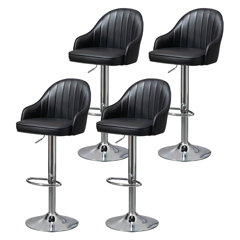 Modern Rotatable Liftable Counter Stool Steel Household Bar Stool with Cushion Black Silver 4 Piece Set Clearhalo 'Bar Furniture' 'Bar Stools' 'bar_stools' 'furn' 'furn_bar_stools' 'furniture_bar_stools' 'Kitchen & Dining Furniture' 'kitchen&dining_furn' 'kitchen' 'kitchen_furn' Furniture' 4198503