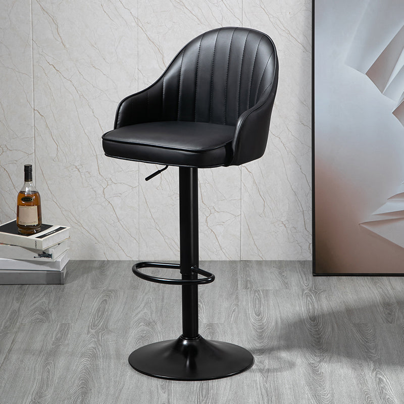 Modern Rotatable Liftable Counter Stool Steel Household Bar Stool with Cushion Black Black 1 Piece Clearhalo 'Bar Furniture' 'Bar Stools' 'bar_stools' 'furn' 'furn_bar_stools' 'furniture_bar_stools' 'Kitchen & Dining Furniture' 'kitchen&dining_furn' 'kitchen' 'kitchen_furn' Furniture' 4198512