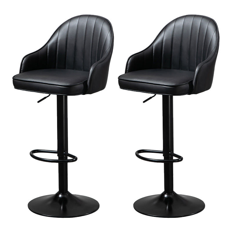 Modern Rotatable Liftable Counter Stool Steel Household Bar Stool with Cushion Black Black 2 Piece Set Clearhalo 'Bar Furniture' 'Bar Stools' 'bar_stools' 'furn' 'furn_bar_stools' 'furniture_bar_stools' 'Kitchen & Dining Furniture' 'kitchen&dining_furn' 'kitchen' 'kitchen_furn' Furniture' 4198513