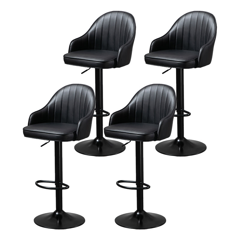 Modern Rotatable Liftable Counter Stool Steel Household Bar Stool with Cushion Black Black 4 Piece Set Clearhalo 'Bar Furniture' 'Bar Stools' 'bar_stools' 'furn' 'furn_bar_stools' 'furniture_bar_stools' 'Kitchen & Dining Furniture' 'kitchen&dining_furn' 'kitchen' 'kitchen_furn' Furniture' 4198514