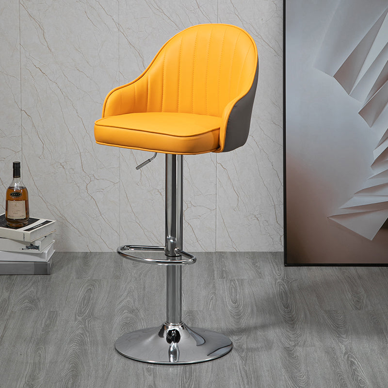 Modern Rotatable Liftable Counter Stool Steel Household Bar Stool with Cushion Gray-Yellow Silver 1 Piece Clearhalo 'Bar Furniture' 'Bar Stools' 'bar_stools' 'furn' 'furn_bar_stools' 'furniture_bar_stools' 'Kitchen & Dining Furniture' 'kitchen&dining_furn' 'kitchen' 'kitchen_furn' Furniture' 4198515