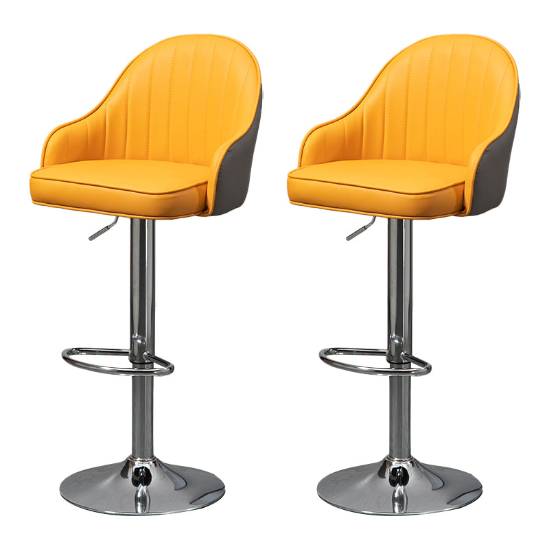 Modern Rotatable Liftable Counter Stool Steel Household Bar Stool with Cushion Gray-Yellow Silver 2 Piece Set Clearhalo 'Bar Furniture' 'Bar Stools' 'bar_stools' 'furn' 'furn_bar_stools' 'furniture_bar_stools' 'Kitchen & Dining Furniture' 'kitchen&dining_furn' 'kitchen' 'kitchen_furn' Furniture' 4198516