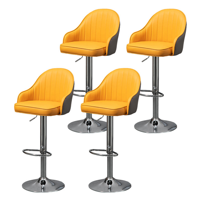 Modern Rotatable Liftable Counter Stool Steel Household Bar Stool with Cushion Gray-Yellow Silver 4 Piece Set Clearhalo 'Bar Furniture' 'Bar Stools' 'bar_stools' 'furn' 'furn_bar_stools' 'furniture_bar_stools' 'Kitchen & Dining Furniture' 'kitchen&dining_furn' 'kitchen' 'kitchen_furn' Furniture' 4198517