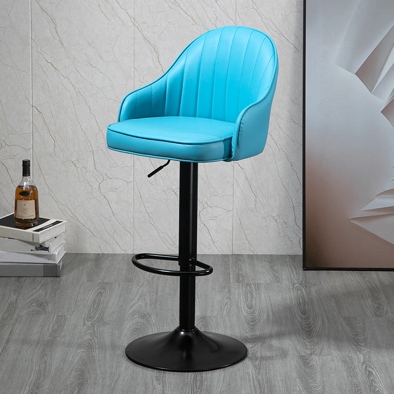 Modern Rotatable Liftable Counter Stool Steel Household Bar Stool with Cushion Blue Black 1 Piece Clearhalo 'Bar Furniture' 'Bar Stools' 'bar_stools' 'furn' 'furn_bar_stools' 'furniture_bar_stools' 'Kitchen & Dining Furniture' 'kitchen&dining_furn' 'kitchen' 'kitchen_furn' Furniture' 4198518