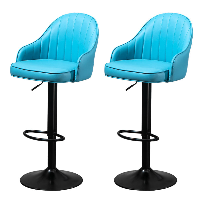 Modern Rotatable Liftable Counter Stool Steel Household Bar Stool with Cushion Blue Black 2 Piece Set Clearhalo 'Bar Furniture' 'Bar Stools' 'bar_stools' 'furn' 'furn_bar_stools' 'furniture_bar_stools' 'Kitchen & Dining Furniture' 'kitchen&dining_furn' 'kitchen' 'kitchen_furn' Furniture' 4198519