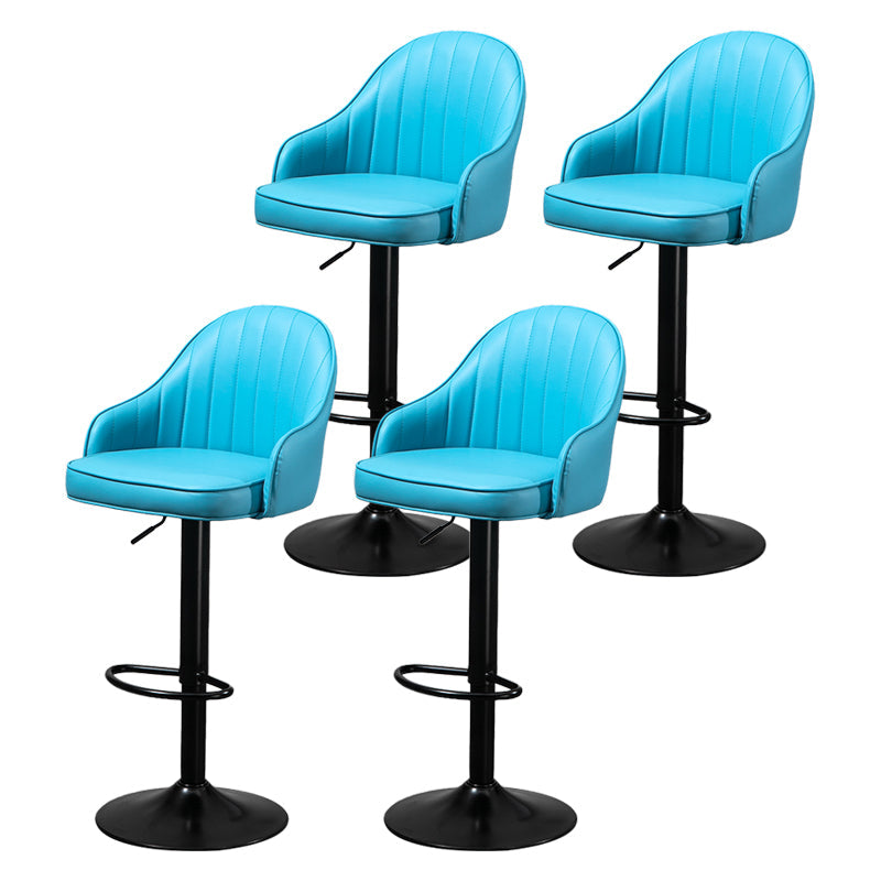 Modern Rotatable Liftable Counter Stool Steel Household Bar Stool with Cushion Blue Black 4 Piece Set Clearhalo 'Bar Furniture' 'Bar Stools' 'bar_stools' 'furn' 'furn_bar_stools' 'furniture_bar_stools' 'Kitchen & Dining Furniture' 'kitchen&dining_furn' 'kitchen' 'kitchen_furn' Furniture' 4198520