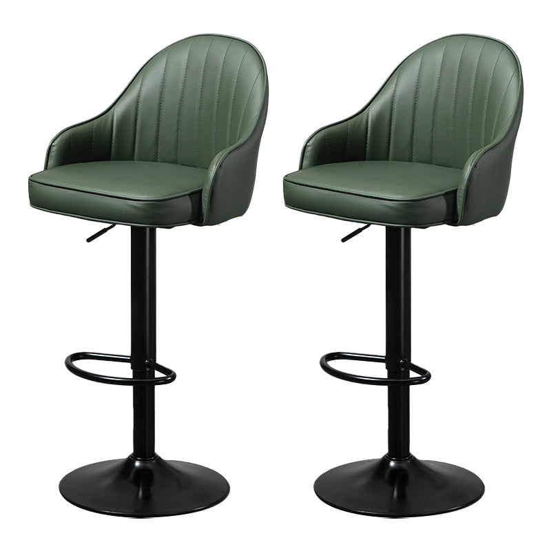 Modern Rotatable Liftable Counter Stool Steel Household Bar Stool with Cushion Green Black 2 Piece Set Clearhalo 'Bar Furniture' 'Bar Stools' 'bar_stools' 'furn' 'furn_bar_stools' 'furniture_bar_stools' 'Kitchen & Dining Furniture' 'kitchen&dining_furn' 'kitchen' 'kitchen_furn' Furniture' 4198522