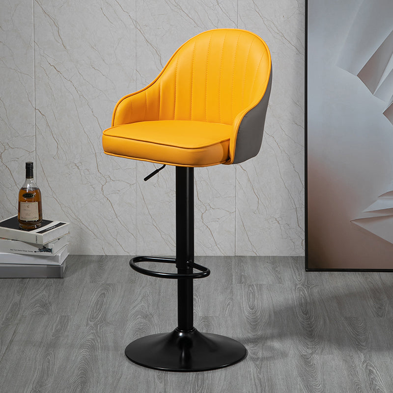Modern Rotatable Liftable Counter Stool Steel Household Bar Stool with Cushion Gray-Yellow Black 1 Piece Clearhalo 'Bar Furniture' 'Bar Stools' 'bar_stools' 'furn' 'furn_bar_stools' 'furniture_bar_stools' 'Kitchen & Dining Furniture' 'kitchen&dining_furn' 'kitchen' 'kitchen_furn' Furniture' 4198524