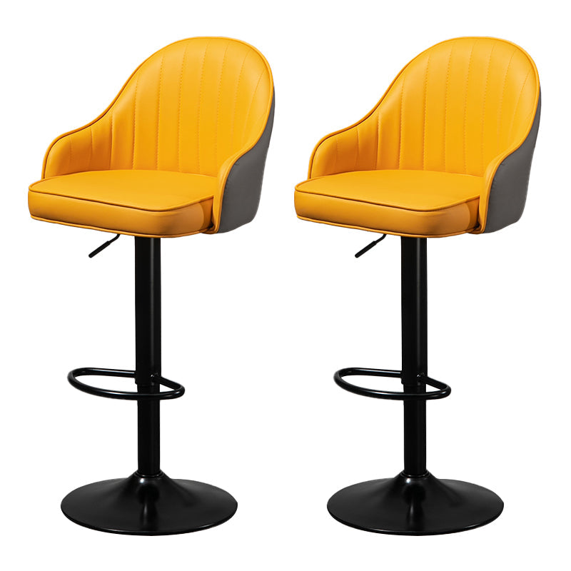 Modern Rotatable Liftable Counter Stool Steel Household Bar Stool with Cushion Gray-Yellow Black 2 Piece Set Clearhalo 'Bar Furniture' 'Bar Stools' 'bar_stools' 'furn' 'furn_bar_stools' 'furniture_bar_stools' 'Kitchen & Dining Furniture' 'kitchen&dining_furn' 'kitchen' 'kitchen_furn' Furniture' 4198525