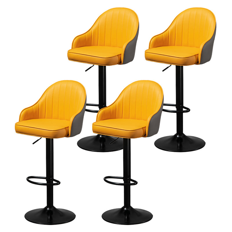 Modern Rotatable Liftable Counter Stool Steel Household Bar Stool with Cushion Gray-Yellow Black 4 Piece Set Clearhalo 'Bar Furniture' 'Bar Stools' 'bar_stools' 'furn' 'furn_bar_stools' 'furniture_bar_stools' 'Kitchen & Dining Furniture' 'kitchen&dining_furn' 'kitchen' 'kitchen_furn' Furniture' 4198526