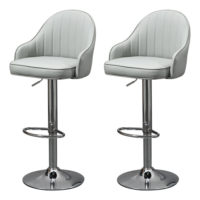 Modern Rotatable Liftable Counter Stool Steel Household Bar Stool with Cushion Grey Silver 2 Piece Set Clearhalo 'Bar Furniture' 'Bar Stools' 'bar_stools' 'furn' 'furn_bar_stools' 'furniture_bar_stools' 'Kitchen & Dining Furniture' 'kitchen&dining_furn' 'kitchen' 'kitchen_furn' Furniture' 4198528