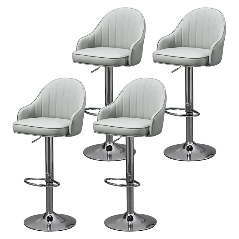 Modern Rotatable Liftable Counter Stool Steel Household Bar Stool with Cushion Grey Silver 4 Piece Set Clearhalo 'Bar Furniture' 'Bar Stools' 'bar_stools' 'furn' 'furn_bar_stools' 'furniture_bar_stools' 'Kitchen & Dining Furniture' 'kitchen&dining_furn' 'kitchen' 'kitchen_furn' Furniture' 4198529