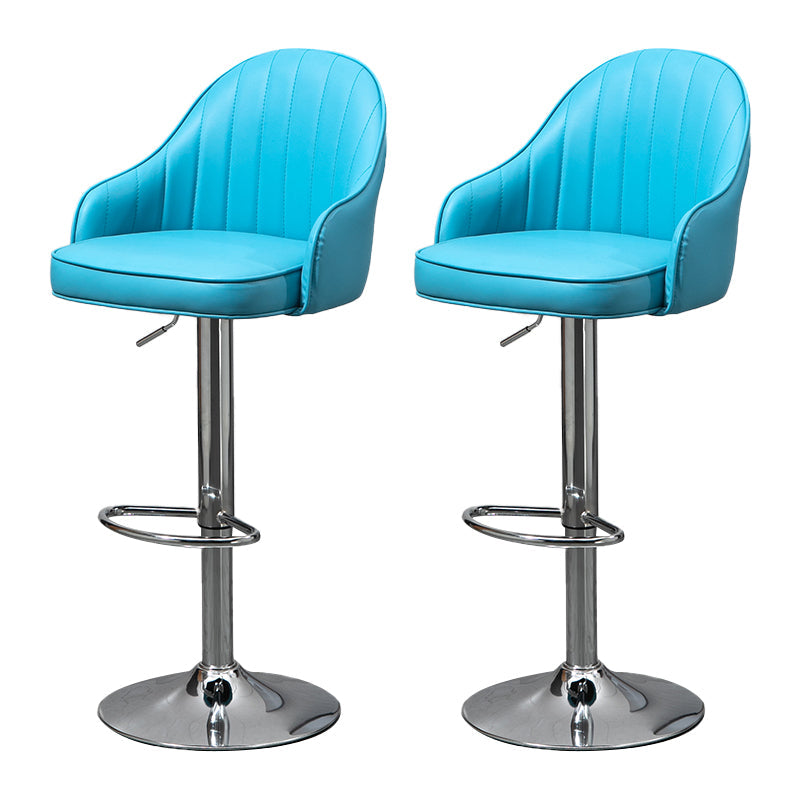 Modern Rotatable Liftable Counter Stool Steel Household Bar Stool with Cushion Blue Silver 2 Piece Set Clearhalo 'Bar Furniture' 'Bar Stools' 'bar_stools' 'furn' 'furn_bar_stools' 'furniture_bar_stools' 'Kitchen & Dining Furniture' 'kitchen&dining_furn' 'kitchen' 'kitchen_furn' Furniture' 4198531
