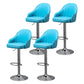 Modern Rotatable Liftable Counter Stool Steel Household Bar Stool with Cushion Blue Silver 4 Piece Set Clearhalo 'Bar Furniture' 'Bar Stools' 'bar_stools' 'furn' 'furn_bar_stools' 'furniture_bar_stools' 'Kitchen & Dining Furniture' 'kitchen&dining_furn' 'kitchen' 'kitchen_furn' Furniture' 4198532