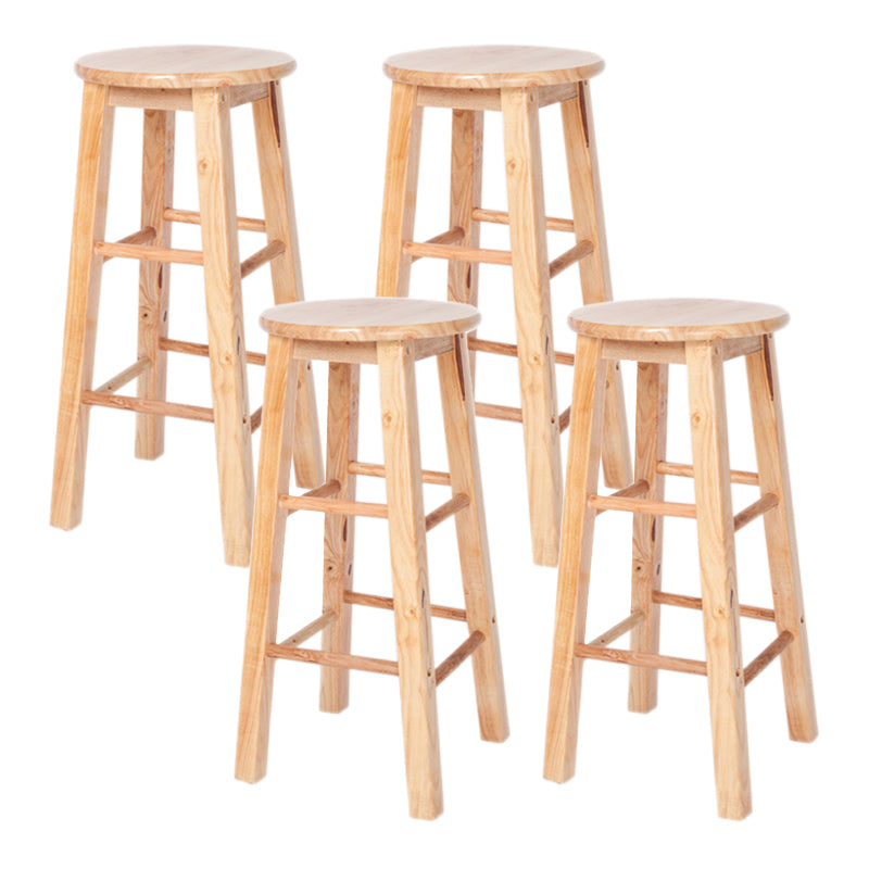 Modern Armless Non Foldable Counter Stool Wood Household Bar Stool with Pedal Brown 4 Piece Set Bar Stool (28" H) Clearhalo 'Bar Furniture' 'Bar Stools' 'bar_stools' 'furn' 'furn_bar_stools' 'furniture_bar_stools' 'Kitchen & Dining Furniture' 'kitchen&dining_furn' 'kitchen' 'kitchen_furn' Furniture' 4198563