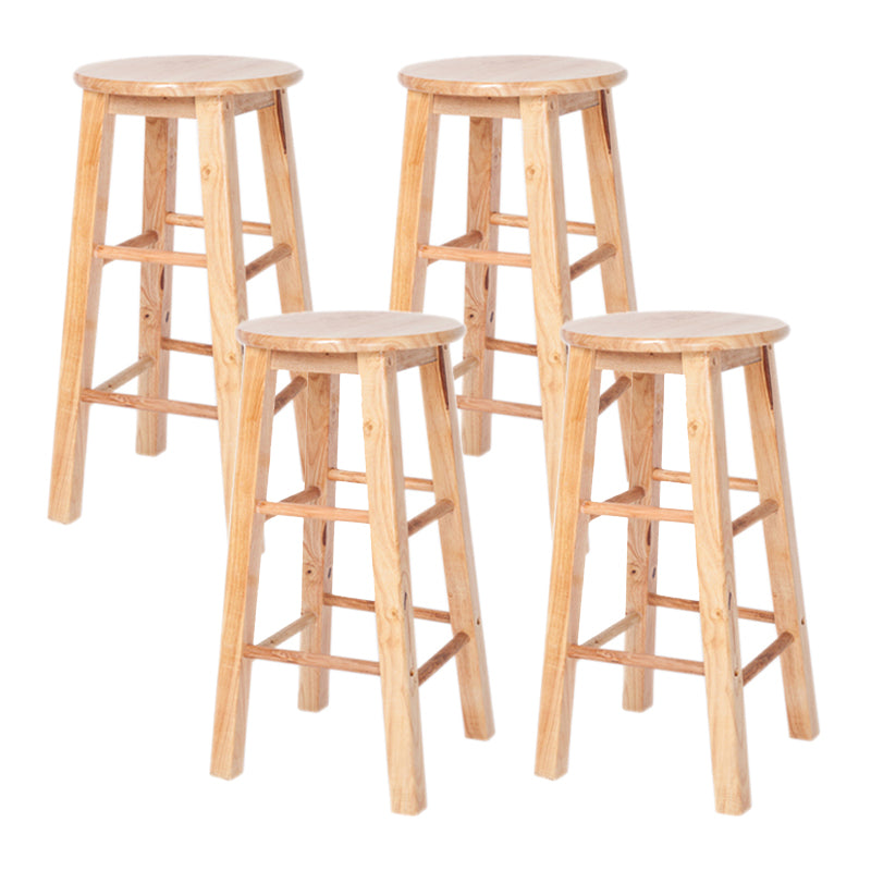 Modern Armless Non Foldable Counter Stool Wood Household Bar Stool with Pedal Brown 4 Piece Set Counter Stool (24"H) Clearhalo 'Bar Furniture' 'Bar Stools' 'bar_stools' 'furn' 'furn_bar_stools' 'furniture_bar_stools' 'Kitchen & Dining Furniture' 'kitchen&dining_furn' 'kitchen' 'kitchen_furn' Furniture' 4198565