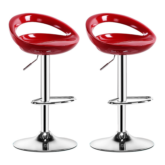 Modern Rotatable Armless Counter Stool Iron Household Bar Stool with Footrest Red 2 Piece Set Clearhalo 'Bar Furniture' 'Bar Stools' 'bar_stools' 'furn' 'furn_bar_stools' 'furniture_bar_stools' 'Kitchen & Dining Furniture' 'kitchen&dining_furn' 'kitchen' 'kitchen_furn' Furniture' 4198584