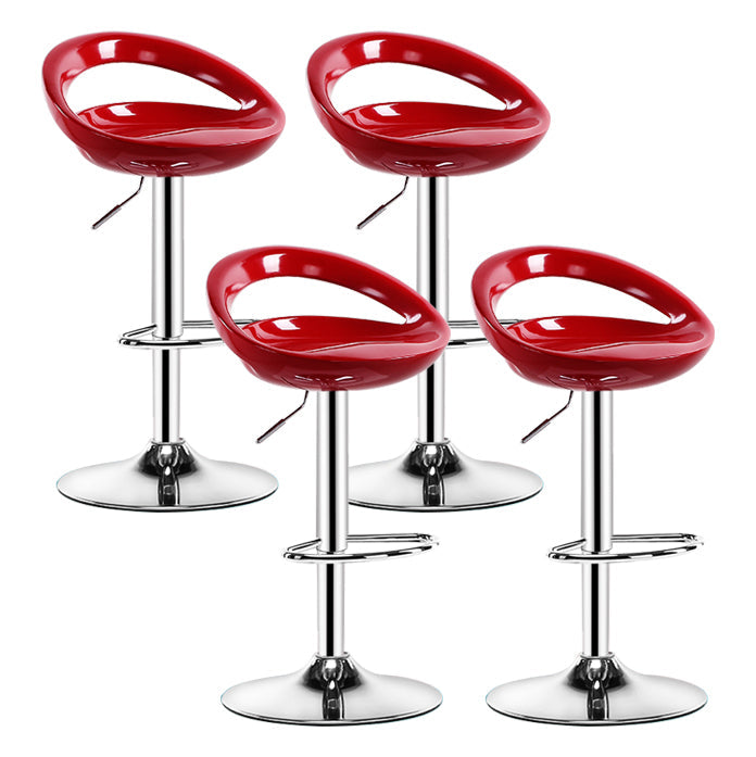 Modern Rotatable Armless Counter Stool Iron Household Bar Stool with Footrest Red 4 Piece Set Clearhalo 'Bar Furniture' 'Bar Stools' 'bar_stools' 'furn' 'furn_bar_stools' 'furniture_bar_stools' 'Kitchen & Dining Furniture' 'kitchen&dining_furn' 'kitchen' 'kitchen_furn' Furniture' 4198586